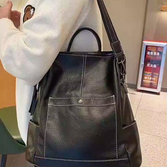 Genuine Leather Backpack - Stylish and Versatile - Picture 2 of 6